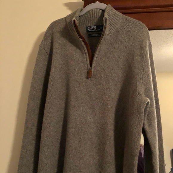 Polo Ralph Lauren Grey Quarter-Zip Sweater VINTAGE - Picture 3 of 5